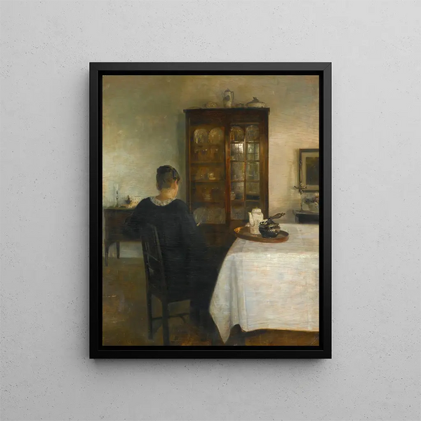 De vrouw van de kunstenaar in een interieur - Carl Holse — ingelijst kunstwerk aan de muur
