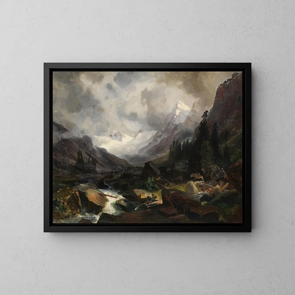 Mountain Valley with Stream - Carl Hummel — framed artwork on a wall