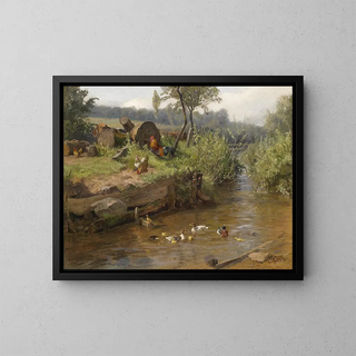 Carl Jutz - Entenfamilie an der Wehr.webp
