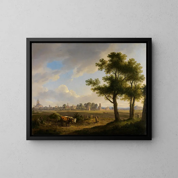 View of Karlsruhe from the South - Carl Kuntz — framed artwork on a wall