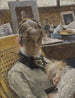 Een idyllisch in de studio De vrouw van de kunstenaar en haar dochter - Carl Larsson — weergave van het kunstwerk