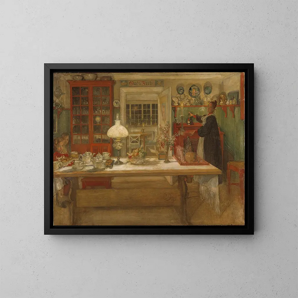 Voorbereiding op een wedstrijd - Carl Larsson — ingelijst kunstwerk aan de muur