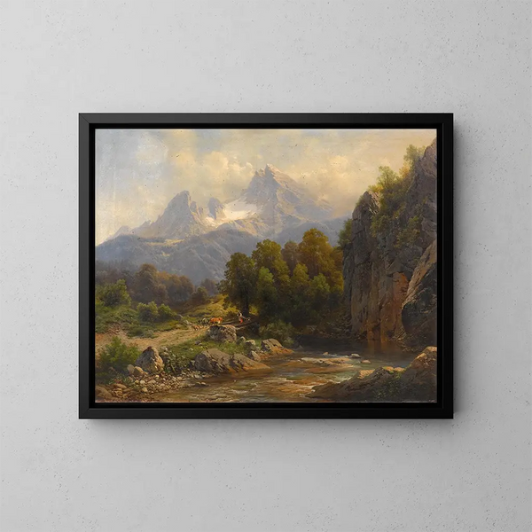 Uitzicht op de Watzmann - Carl Millner — ingelijst kunstwerk aan de muur