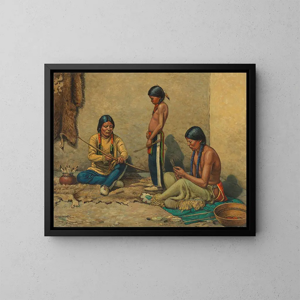 Arrow Makers Painting - Carl Moon — framed artwork on a wall
