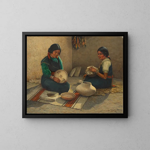 Hopi Pottery Painters Painting - Carl Moon — framed artwork on a wall