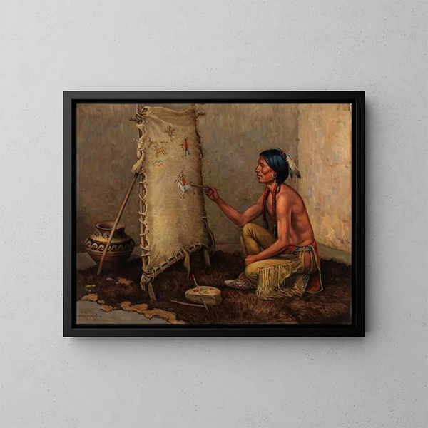 Indian artist - Carl Moon — framed artwork on a wall