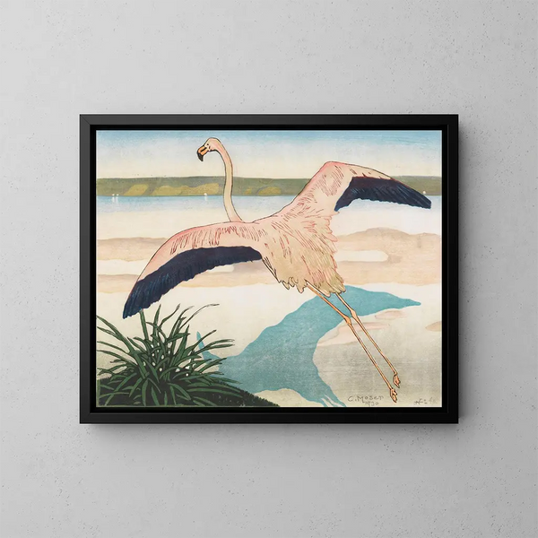 Flamant Painting, second version - Carl Moser — framed artwork on a wall