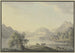 Lac en berglandschap met een wilg op de voorgrond en twee koeien - Carl Philipp Schallhas — weergave van het kunstwerk