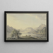 Lac en berglandschap met een wilg op de voorgrond en twee koeien - Carl Philipp Schallhas — ingelijst kunstwerk aan de muur