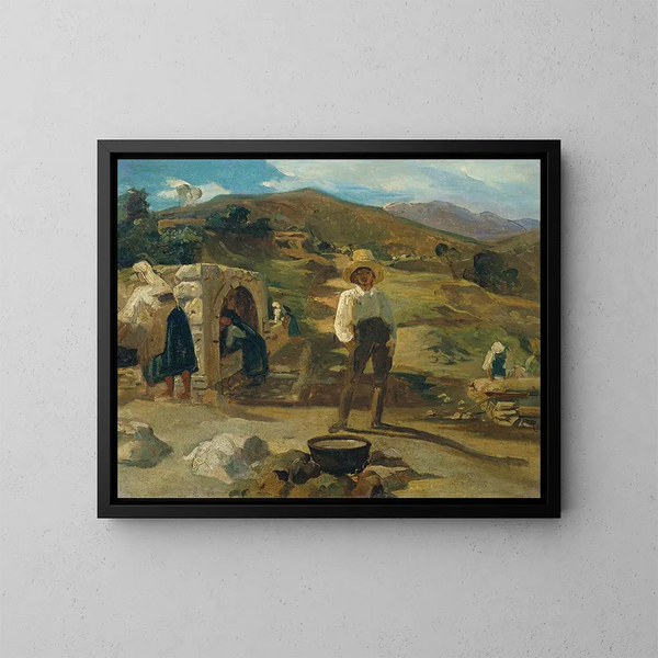 Italian Landscape Painting - Carl Rahl — framed artwork on a wall
