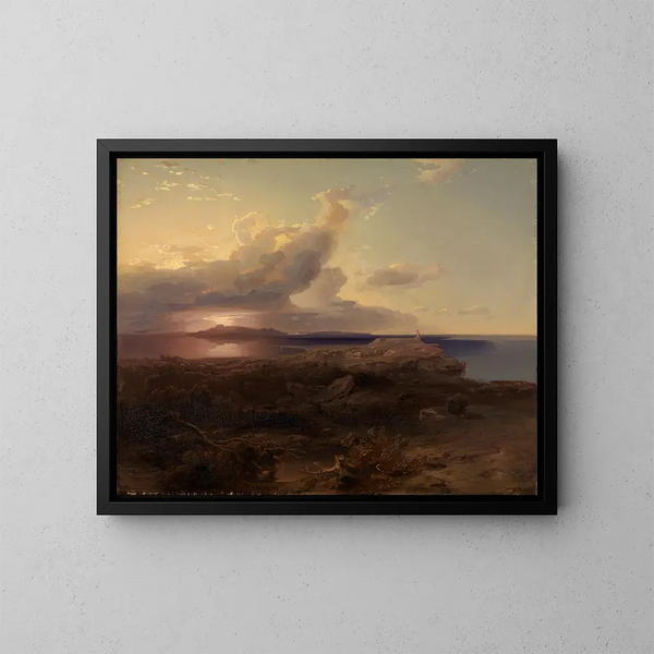 L'île de Gina with the ruins of the temple of Hécate - Carl Rottmann — framed artwork on a wall