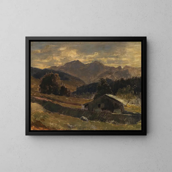 View of Hochkalter over Hintersee - Carl Schuch — framed artwork on a wall