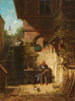 Wachten op de krant - Carl Spitzweg — weergave van het kunstwerk