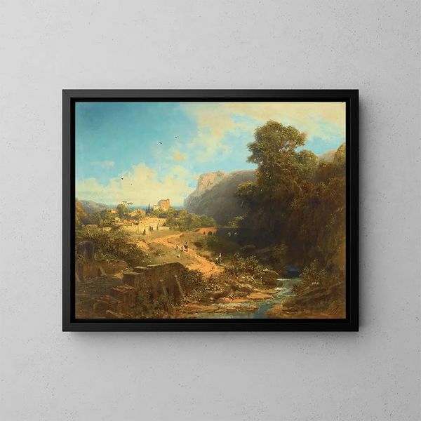 Italiaans landschap - Carl Spitzweg — ingelijst kunstwerk aan de muur