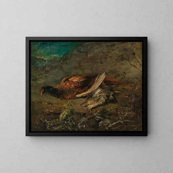 Natuurschilderij met fazant en houtduif - Carl Spitzweg — ingelijst kunstwerk aan de muur