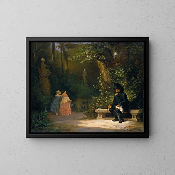 De weduwnaar - Carl Spitzweg — ingelijst kunstwerk aan de muur