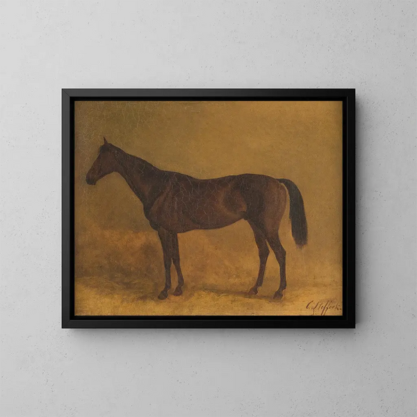Brown Racehorse - Carl Steffeck — framed artwork on a wall