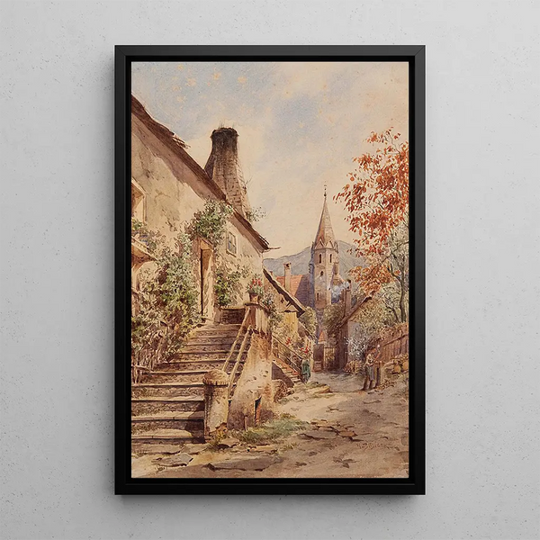 Summer Day in Schwallenbach in Wachau - Carl Wenzel Zajicek — framed artwork on a wall