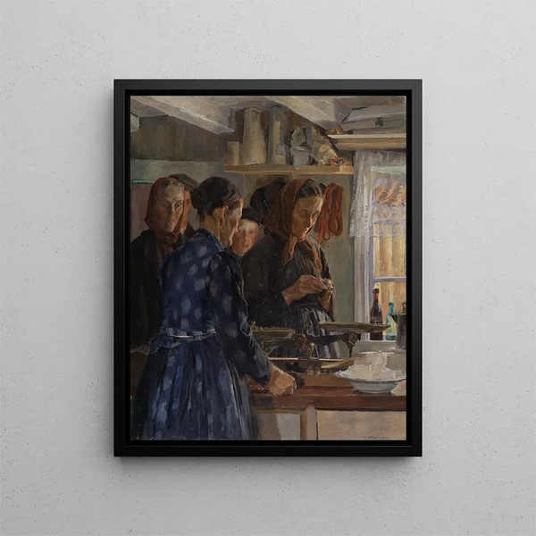 The village shop - Carl Wilhelmson — framed artwork on a wall