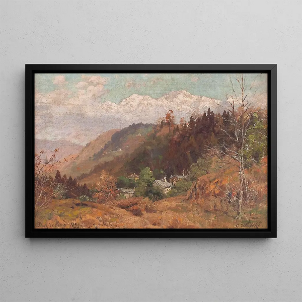 Landscape of the Mountains in West Bengal - Carl Wuttke — framed artwork on a wall