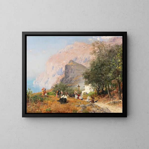 Procession à Capri - Carl Wuttke — framed artwork on a wall