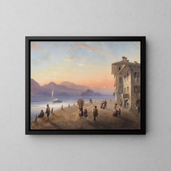 Palazzo Borromeo on Isola Bella on Lake Maggiore - Carlo Bossoli — framed artwork on a wall