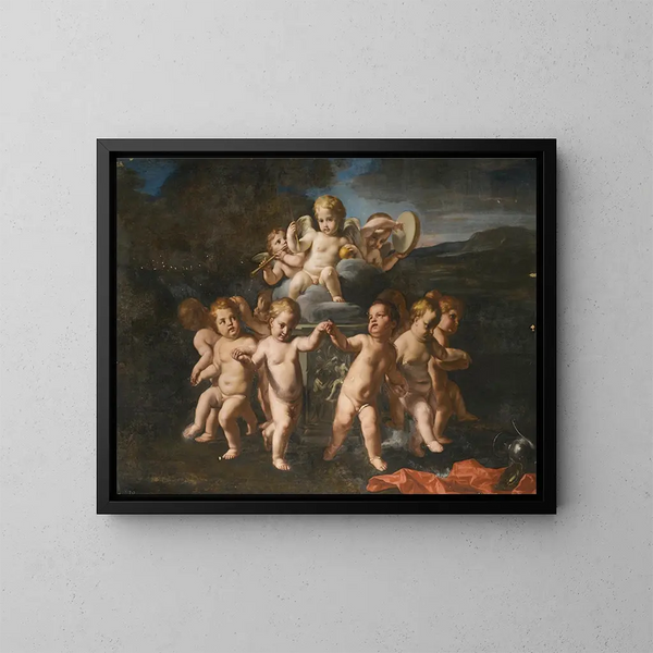 The Triumph of Love - Carlo Cignani — framed artwork on a wall