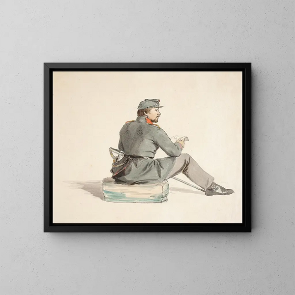 The wounded soldier - Carlo Dalgas — framed artwork on a wall