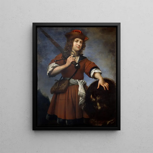David with the Head of Goliath - Carlo Dolci — framed artwork on a wall