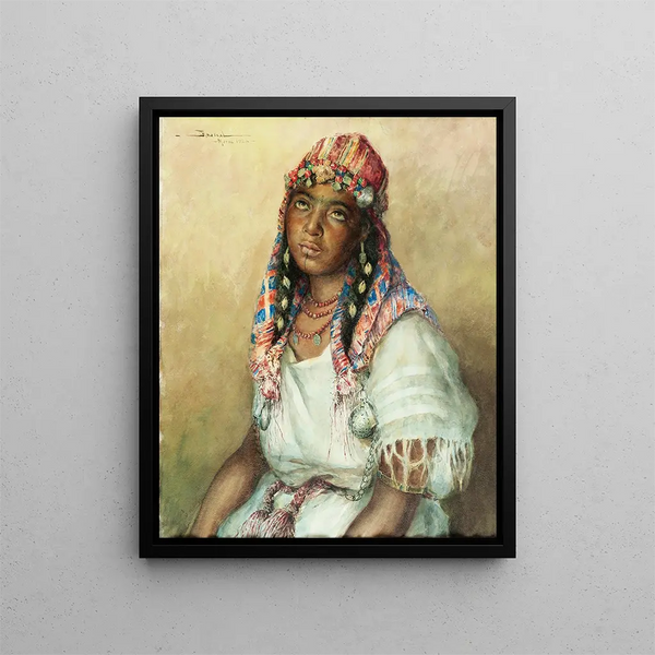 Woman in White - Carlos Abascal — framed artwork on a wall