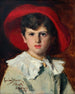L'enfant met rode hoed Michel Feydeau zoon van Georges - Carolus-Duran — weergave van het kunstwerk