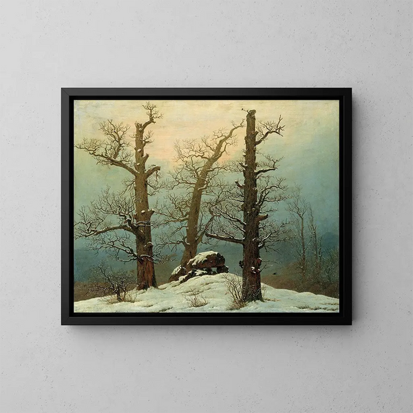 Kaarnt in de sneeuw - Caspar David Friedrich — ingelijst kunstwerk aan de muur