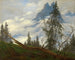 Mountain summit painting with drifting clouds - Caspar David Friedrich — artwork view