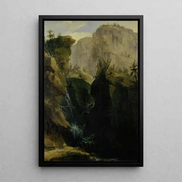 Canyon met waterval - Caspar Wolf — ingelijst kunstwerk aan de muur