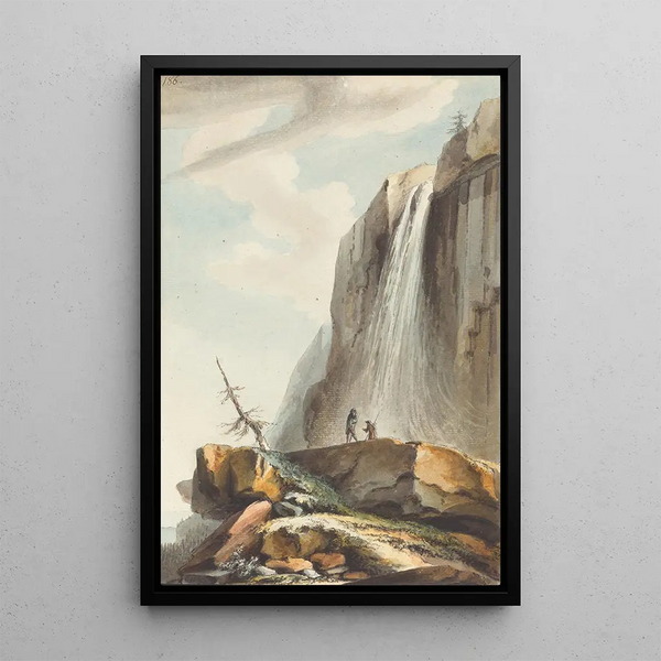 Cascadeschilderij boven Wasserberg - Caspar Wolf — ingelijst kunstwerk aan de muur