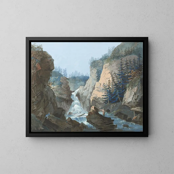 Gorge met waterval - Caspar Wolf — ingelijst kunstwerk aan de muur