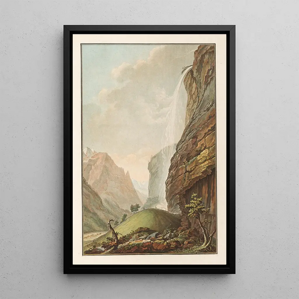 Tweede waterval van Staubbach - Caspar Wolf — ingelijst kunstwerk aan de muur