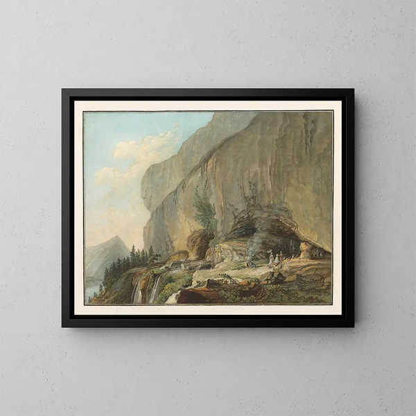 Vue de la grotte de Saint Beat sur le lac de Thun - Caspar Wolf — ingelijst kunstwerk aan de muur