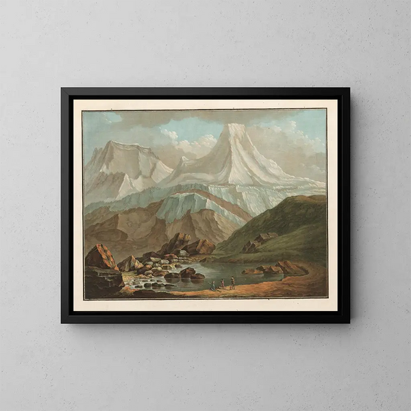 Uitzicht op de Grosshorn en de Breithorn met het kleine Oberhorn-meer - Caspar Wolf — ingelijst kunstwerk aan de muur