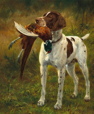 Caspar von Reth - A Hunting Dog with a Pheasant.webp