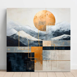 Cercle Solaire sur Horizon Alpin | Tableau d'art abstrait | Reproduction Tableau Décoration murale affiche copie