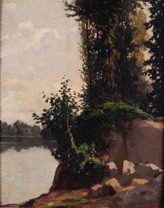 Cesare Viazzi - Paesaggio sullOrba con roccia e rampicante.webp