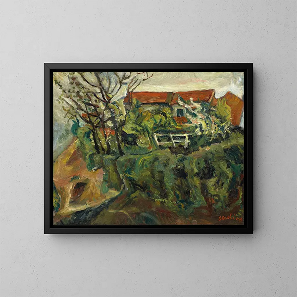 Houses in a landscape - Chaïm Soutine — framed artwork on a wall