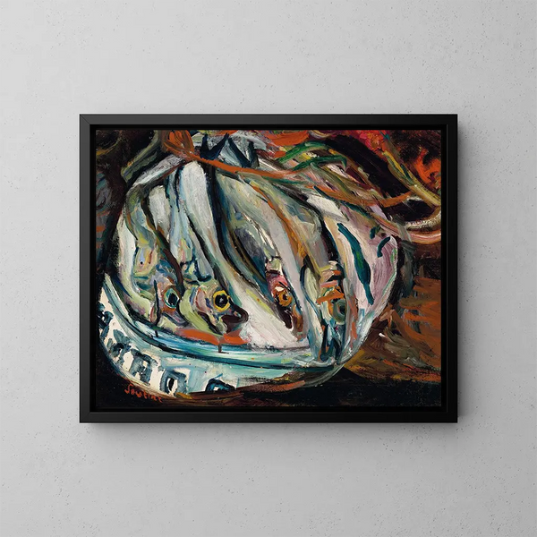 Still life with fish - Chaïm Soutine — framed artwork on a wall