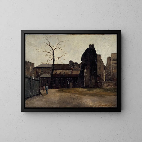 Oud Hospitaal Dieu, binnenplaats van het centrale kantoor - Charles Alexis Apoil — ingelijst kunstwerk aan de muur