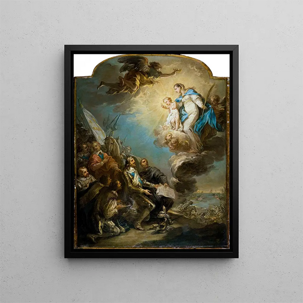 The Vow of Louis XIII at the Siege of La Rochelle 1628 - Charles André van Loo — framed artwork on a wall