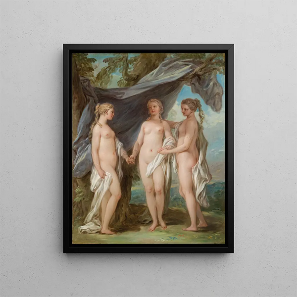 Les Trois Grâces - Charles André van Loo — framed artwork on a wall