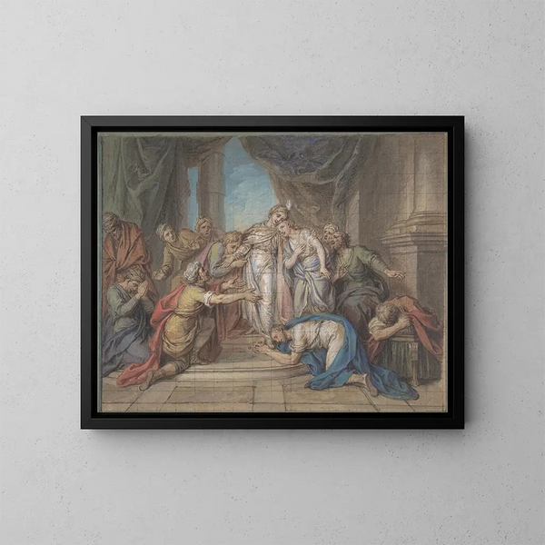 Joseph Recognized by His Brothers - Charles-Antoine Coypel — framed artwork on a wall