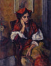 Italiaanse vrouw met tamboerijn – Charles Guérin — weergave van het schilderij