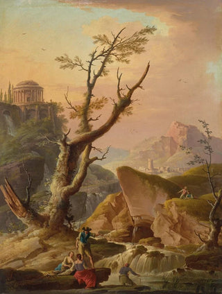 CharlesFranois Grenier De Lacroix - An Italian landscape with figures.webp